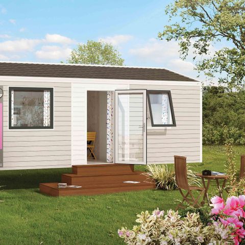 Stacaravan 4 personen - MOBIELE WONING NIRVANA DUO 32m² met half overdekt terras