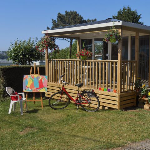 Stacaravan 4 personen - MOBIELE WONING PANORAMA 25 M² met overdekt terras