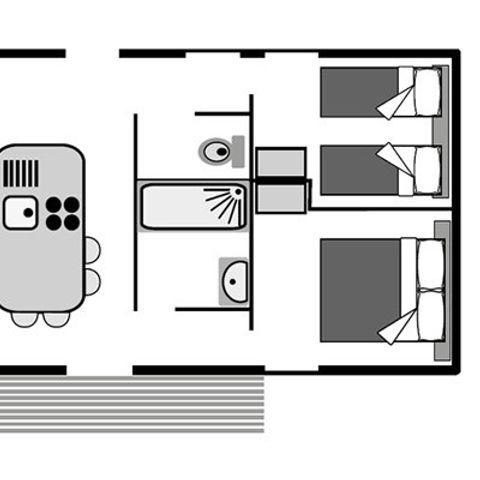 MOBILHOME 6 personnes - Mobil-home | Premium Exclusive | 3 Ch. | 6 Pers. | Terrasse surélevée | Clim. | TV