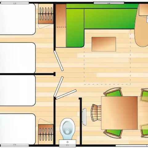 MOBILHOME 6 personas - 4 Habitaciones 6 Personas