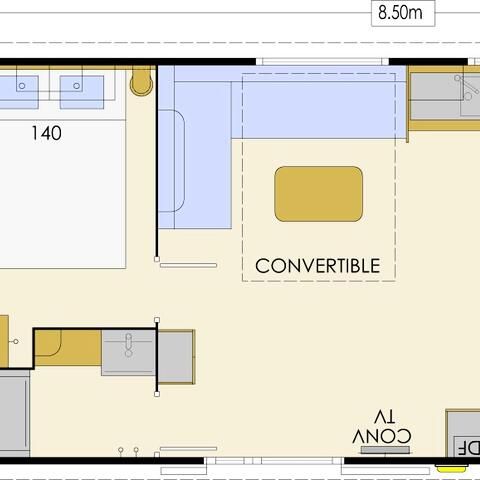 MOBILHOME 6 personas - Acogedor 4 Habitaciones 6 Personas