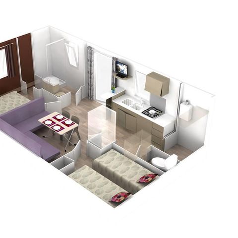 MOBILHOME 4 personas - PROVENCE 2 habitaciones climatizadas con TV