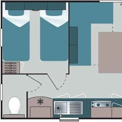 MOBILE HOME 6 people - 2 bedrooms and convertible lounge + air conditioning