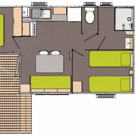 CASA MOBILE 4 persone - Casa mobile classica con 2 camere da letto e 4 posti letto il sabato