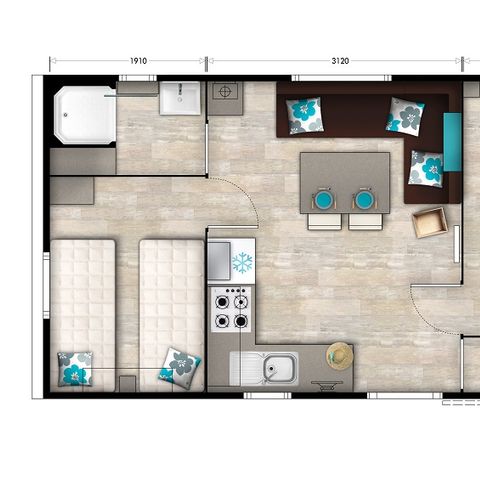 MOBILE HOME 5 people - AUTHENTIC - TV - PLANCHA