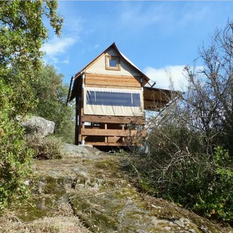 TIENDA DE LONA Y MADERA 2 personas - BIVOUAC TENTE PEQUEÑO sin instalaciones sanitarias