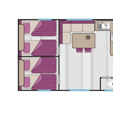 CASA MOBILE 6 persone - PADIGLIONE climatizzato con 3 camere da letto