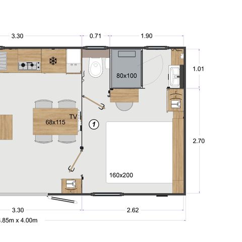 MOBILE HOME 4 people - Renosu 4pers 2 bedrooms - 2 bathrooms, 32m², 3 bedrooms - 1 bathroom