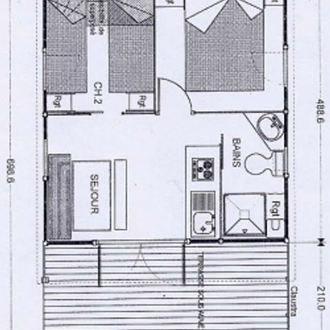 Chalet 5 personen - Chalet Figuier Standaard 20m² - 2 kamers + overdekt terras - 5 slaapplaatsen