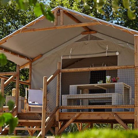 TENTE TOILE ET BOIS 4 personnes - CABANE LODGE sans sanitaires