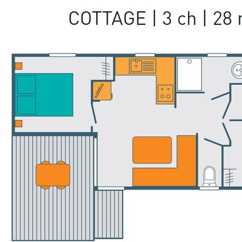 MOBILHOME 6 personnes - COTTAGE PREMIUM 3ch