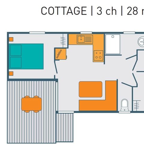 Stacaravan 6 personen - PREMIUM COTTAGE 3ch