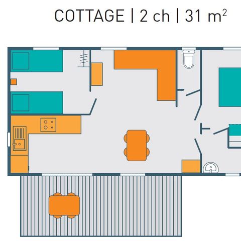 MOBILHOME 6 personnes - COTTAGE PREMIUM 2ch