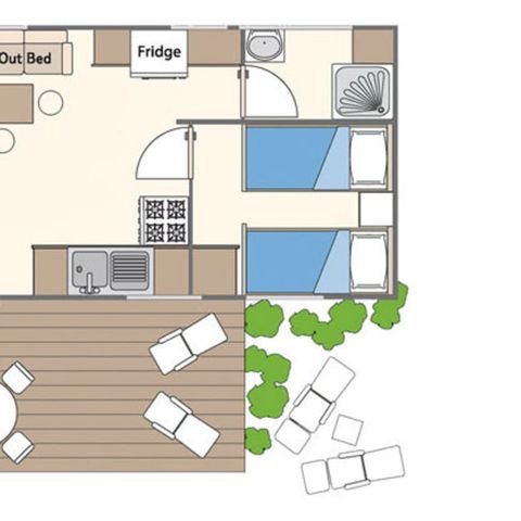 Stacaravan 6 personen - Stacaravan | Klassiek | 2 Slaapkamers | 4/6 Pers. | Verhoogd terras