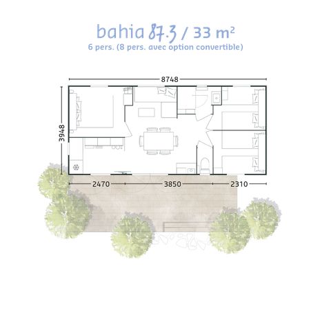 MOBILHOME 6 personas - Casa móvil COMFORT - 3 habitaciones - terraza cubierta - TV -