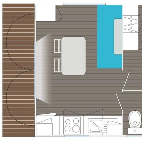 MOBILHOME 2 personas - Corsaire COMFORT -1 habitación 20m²- *Clim, terraza, TV*.