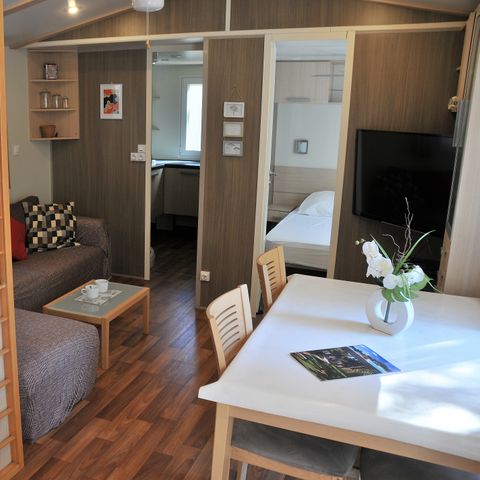 Mobilheim 6 Personen - Blueberry 3 PREMIUM -2 Schlafzimmer 32m²- *Klima, Terrasse, TV*.