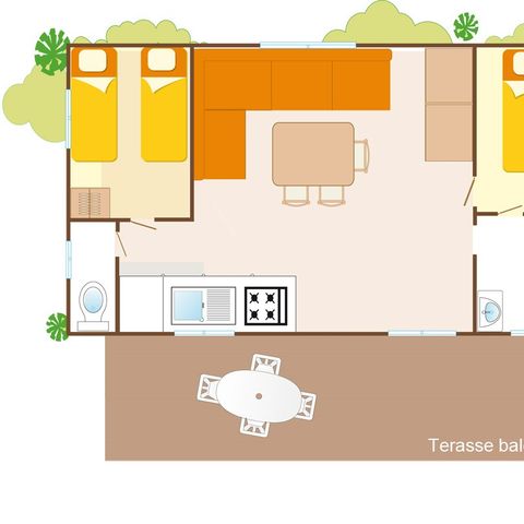 MOBILHOME 6 personas - Mobil-home | Clásico | 2 Dormitorios | 4/6 Pers. | Terraza elevada | Aire acondicionado.