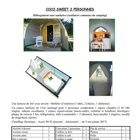 TENDA DA CAMPEGGIO 2 persone - Coco Sweet (senza bagno) per 2 persone