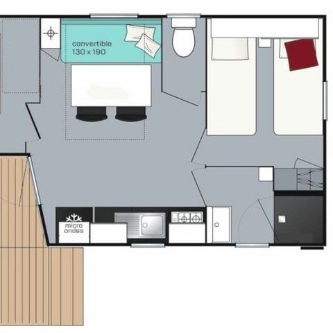 Stacaravan 5 personen - Evasion 5 personen 2 kamers 23m² - voor 5 personen