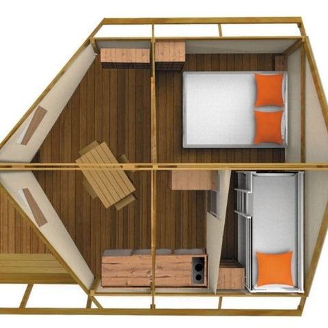 Bungalowtent 4 personen - Bung Junior 4 personen 2 slaapkamers 17m² zonder sanitair