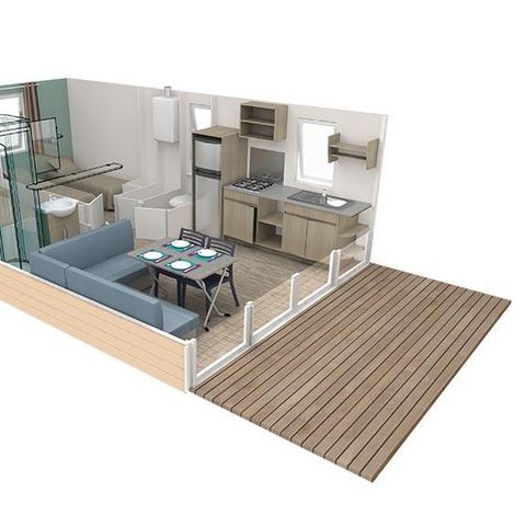 MOBILHEIM 4 Personen - Premium Loggia 33m² - Klimaanlage - TV