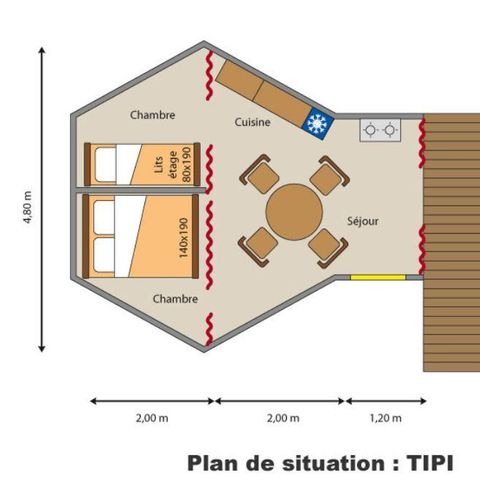 ALOJAMIENTO INUSUAL 4 personas - Tipi de lona 18m² - sin instalaciones sanitarias