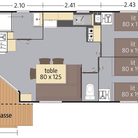 MOBILHOME 6 personas - Comfort Loft 32m² - Climatización - TV