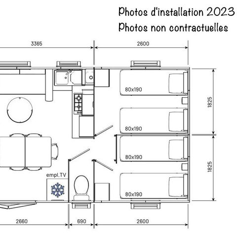 MOBILHOME 6 personas - Premium BDL 33m² espacio