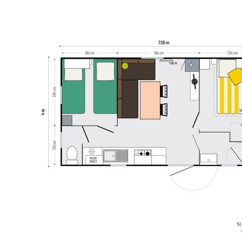 MOBILHEIM 4 Personen - Komfort Plus - 2 Zimmer