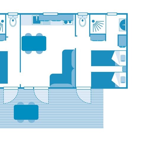 Stacaravan 4 personen - COTTAGE OCEAN VIEW 4p 2bed Premium