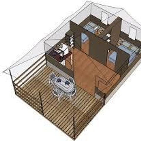 CANVAS AND WOOD TENT 5 people - FREEFLOWER (without sanitary facilities)