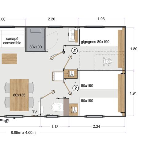 MOBILE HOME 6 people - 3-bedroom mobile home