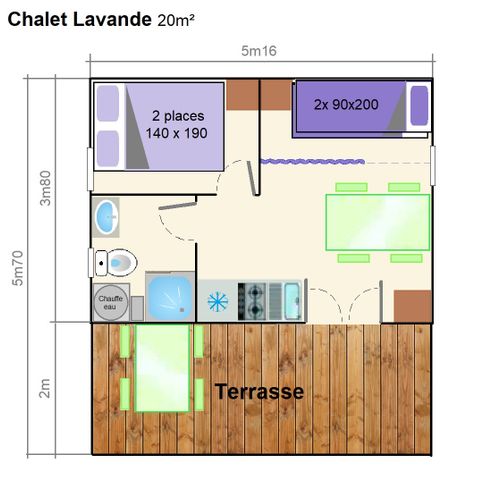 Chalet 4 personen - LAVENDER basis