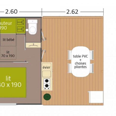 BUNGALOWZELT 4 Personen - BEURDY 20 - ohne Sanitäranlagen 21 qm