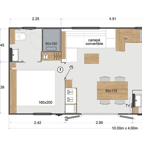 CASA MOBILE 6 persone - L'Ile, Casa mobile 3 CH- 6 pers/LV+clim+2 SDB.