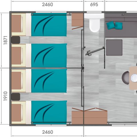 MOBILHOME 6 personnes - Mobil home Premium 3 Chambres 6 personnes