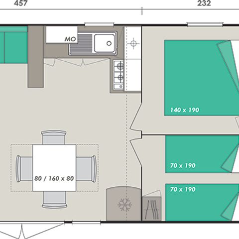 MOBILHOME 8 personas - Confort - 4 habitaciones