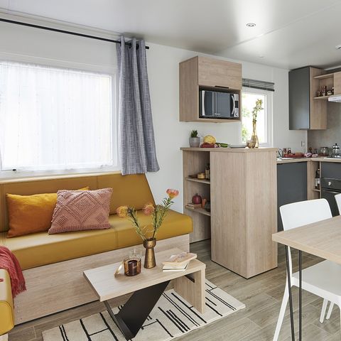 MOBILHOME 4 personnes - Premium 2 CH - 4 PERS 32 m² - TV + CLIM + LV + DRAPS (inclus à la semaine) : A/D samedi et dimanche