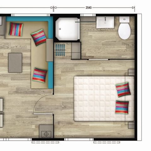 Mobilheim 4 Personen - Mobilheim | Premium | 2 Zi. | 4 Pers. | Erhöhte Terrasse | Klimaanlage | TV