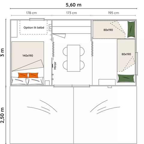 TENTE TOILE ET BOIS 4 personnes - Coco sweet d'Ô 4 pers. - avec WC et SDB- NUITEE