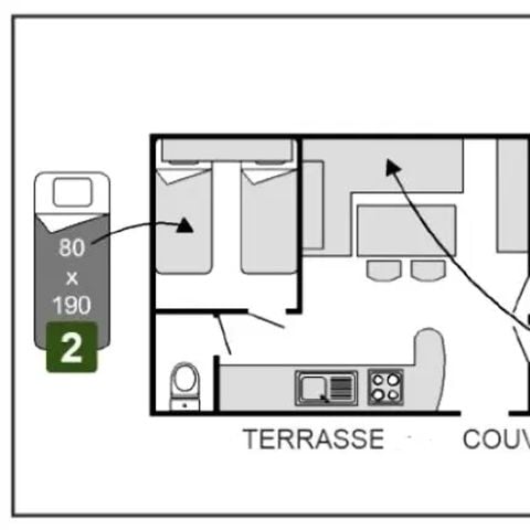 Stacaravan 6 personen - ESSENTIEL 3-kamer stacaravan 4/6 personen + TV