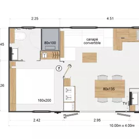 MOBILHOME 8 personas - Cottage Premium Dune 4 Habitaciones 6/8 Personas + TV