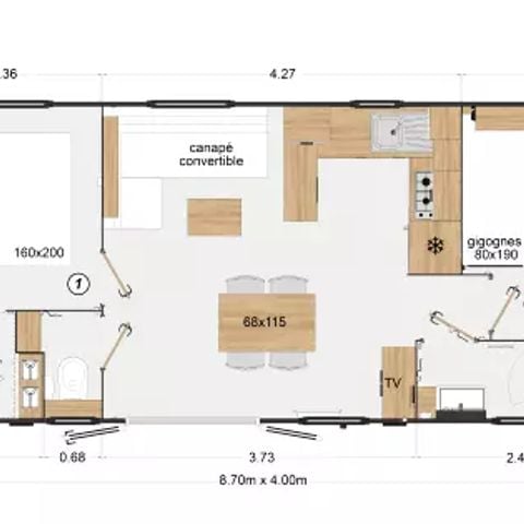 MOBILHOME 6 personas - Cottage Premium Dune 3 Habitaciones 4/6 Personas + TV