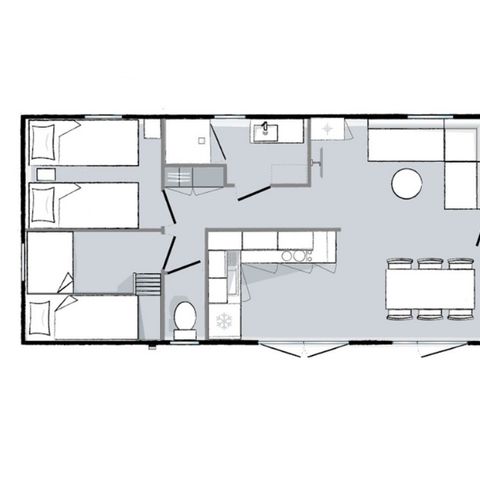 Mobilheim 6 Personen - Mahana 6 Personen 3 Schlafzimmer 2 Bäder 40m²