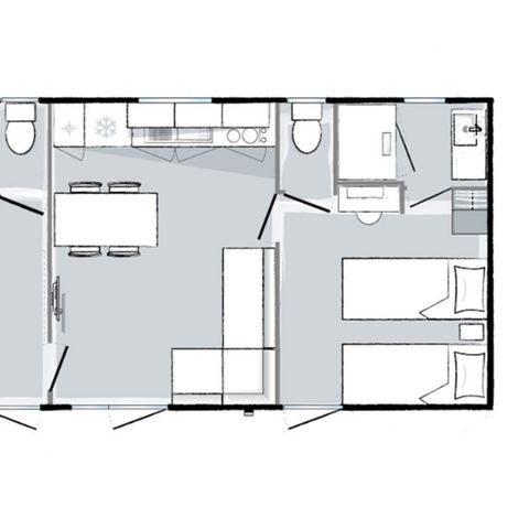 MOBILHEIM 6 Personen - Premium 6 Personen 2 Schlafzimmer 2 Bäder