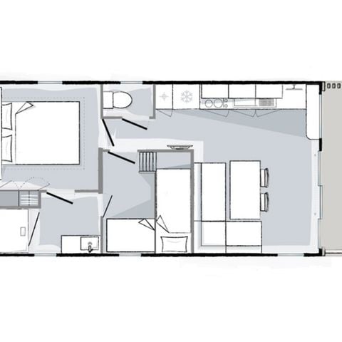 MOBILHOME 4 personnes - Mahana 4 personnes 2 chambres 28m²