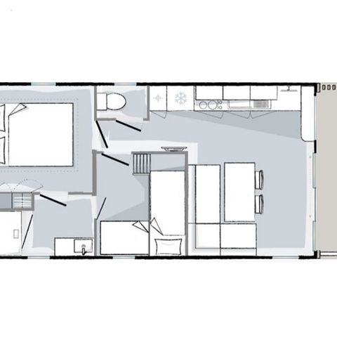 MOBILHOME 4 personas - Premium 4 personas 2 dormitorios 28m².