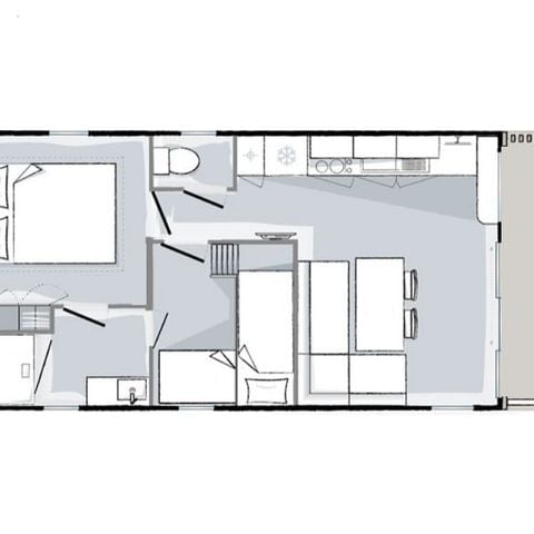 Stacaravan 4 personen - Premium 4 personen 2 slaapkamers 28m².