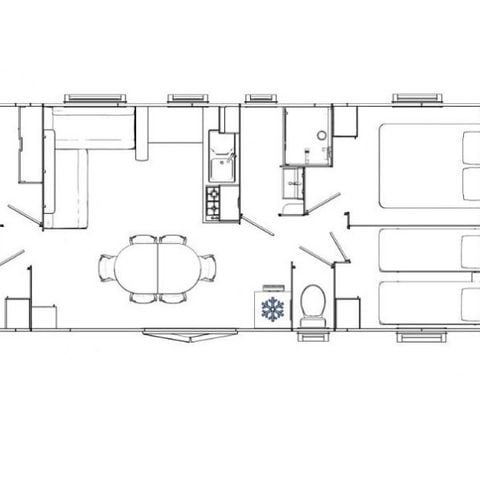 Stacaravan 8 personen - Confort 8 personen 4 slaapkamers 40m² 40m² Confort 8 personen 4 slaapkamers 40m² Confort 8 personen 4 slaapkamers 40m² Confort